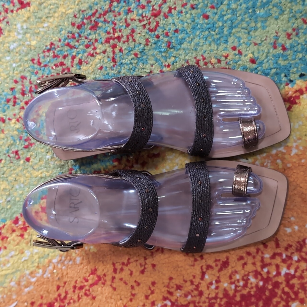 Sarto Franco Sarto Black Bronze Shimmer Strappy Sandals Size 6 Boho Glam
